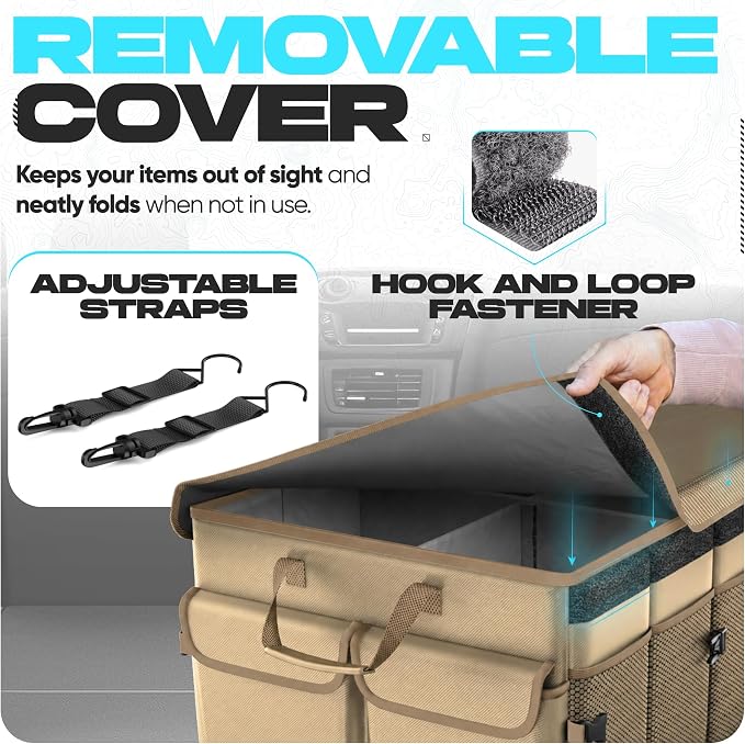 Trunk Organizer For SUV Car Trunk Organizer, Foldable Storage, Car Accessories for Women Men, Collapsible Bag, 600D Oxford, Non Slip Bottom, Straps, Soft Cover (85L)