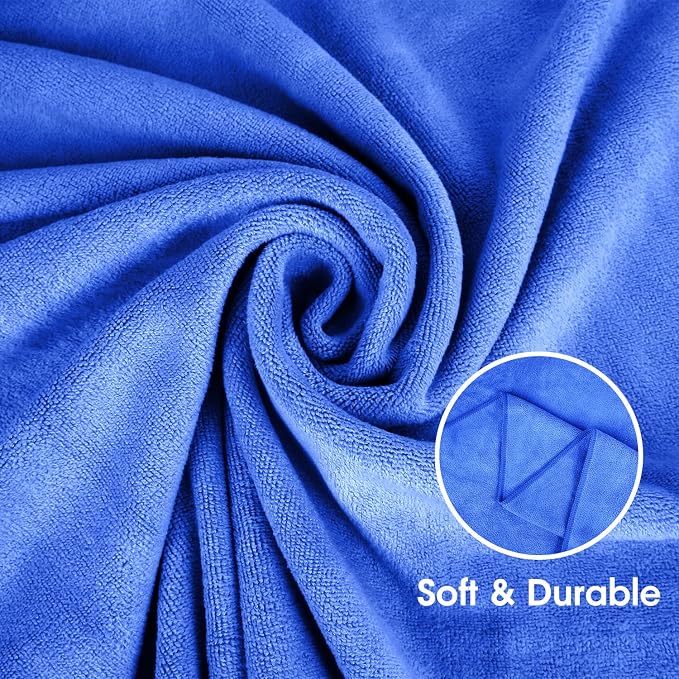 Large Bath Towels Set of 2, 30x60 Inches, Dark Blue | Microfiber, Hanging Loop, Soft Absorbent, Quick Dry, Lint-free, Use for Back-to-School dorm, Spa, Sauna, Salon