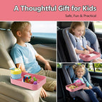 Car Seat Snack Tray for Kids Toddler Travel,Cup Holder Expander for Car,Toddler Travel & Road Trip Accessory for Mess-Free Snacking in The Car (Pink)