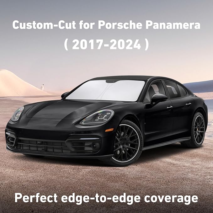 Windshield Sunshade Compatible for Porsche Panamera 2017-2022 2023 2024, Sun Visor for Front Windshield & Window Sun Shade Cover, UV Heat Blocker & Protector, Car Accessories