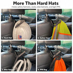 Hard Hat Holder for Truck Seat, Headrest Hook Hanger for Hardhat and Safety Vest Storage, No-Tool Twist-On PPE Organizer for Construction, Utility, Linemen, Miners, Black