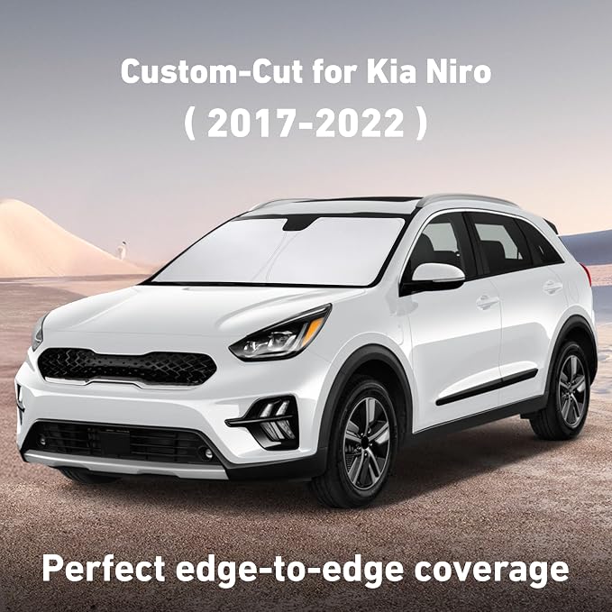 Windshield Sunshade Compatible for Kia NIRO 2017-2020 2021 2022, Sun Visor for Front Windshield & Window Sun Shade Cover, UV Heat Blocker & Protector, Car Accessories
