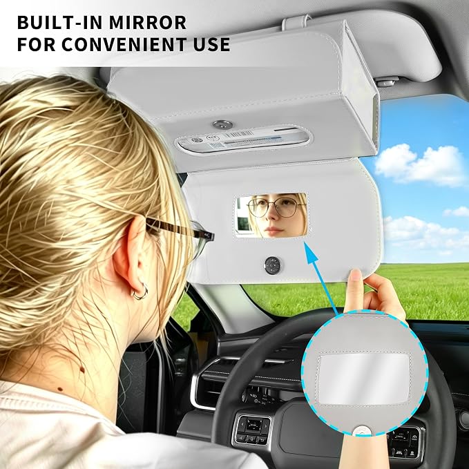 Car Tissue Holder Leather PU Tissues Box Cover for Sun Visor Extra Large Rectangle Napkin Holder Fits for Various Tissue Sizes Soft Tissues Storage & Organization