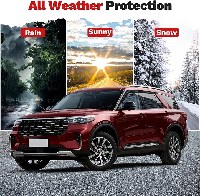 Explorer Window Visors Rain Guards for Ford Explorer 2020-2025 2026, Outside-Mount Tape-On Side Window Wind Deflectors Vent Visors Shades Rainproof Explorer Accessories Black 4PCS