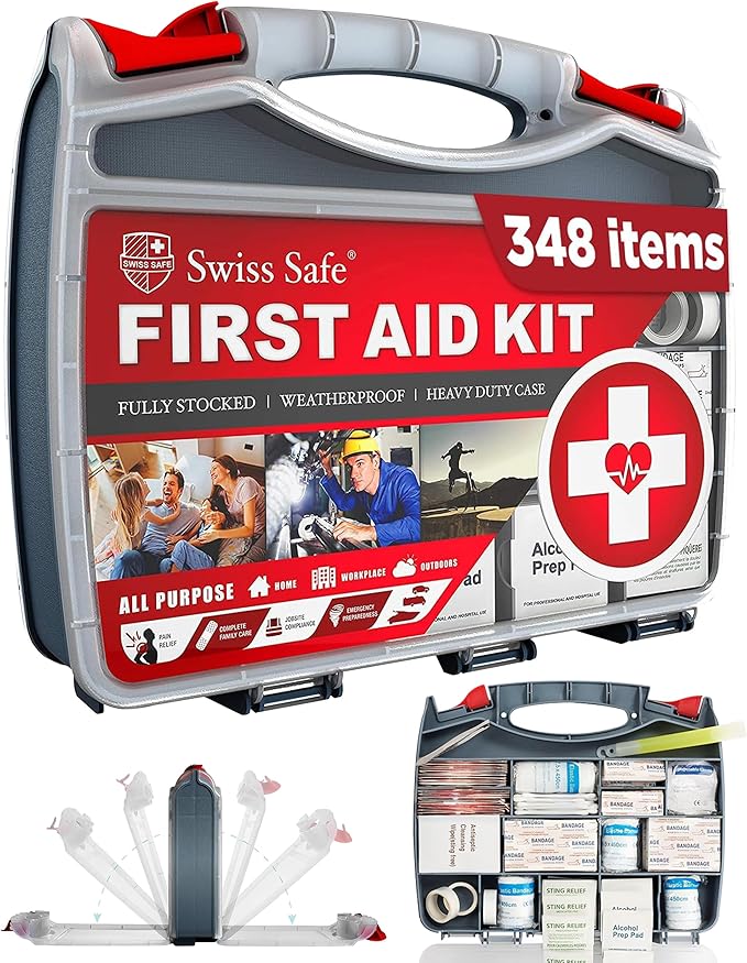 2-in-1 First Aid Kit for Car, Travel and Home, 348 Pieces, Large Hardcase with Bonus Mini Kit for Medical Emergency, Survival and Camping