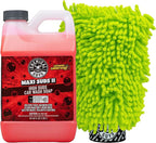 Maxi Suds II Cherry Scent Car Wash Soap and Chenille Microfiber Wash Mitt Bundle, High Foam Shampoo for Foam Cannons, Guns, and Buckets, Safe for All Paint - 64 Fl Oz