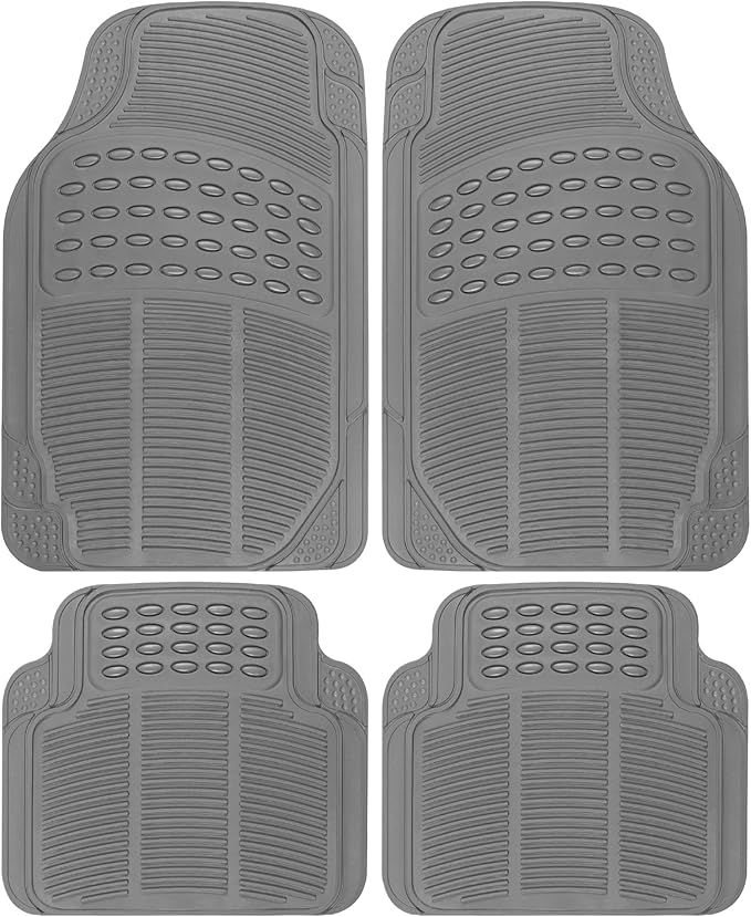 ProLiner Floor Mats for Cars Trucks SUV, 4-Piece All-Weather Car Mats with Universal Fit Design, Durable Car Floor Mats with Capture Ridges, Waterproof Rubber Floor Mats for Cars (Gray)