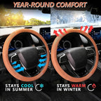 Car Steering Wheel Cover for Men Women, Non-Slip Silicone Sporty Wave Design Auto Interior Accessories, Universal Fit 14 15 16 Inch Round & D-Shape Wheels, Bright Orange