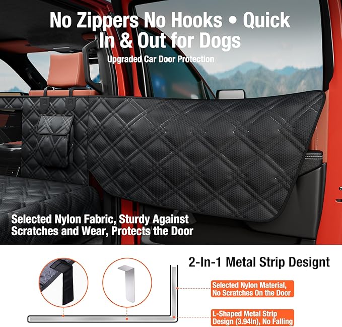 Truck Back Seat Extender for Dogs – Waterproof Full Size Pickup Pet Seat Cover with Door Protection, Hard Bottom Holds 420 lbs Dog Hammock for F150, RAM 1500 & More