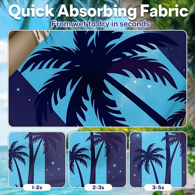2 Pack Car Seat Towel Covers, Sweat-Proof Microfiber Seat Protectors for Gym, Running, Beach & Workout, Breathable Quick-Dry, Machine Washable, Night Palm Tree Print, Universal Fit