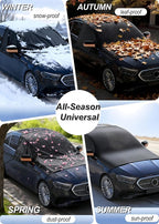 Windshield Snow Cover,Oxford Fabric Winter Frost Cover with Side Window and Rearview Mirror Protector, Extra Large Magnetic Frost Guard Windshield Cover for Most Cars,SUV,Sedan,Truck (Green)