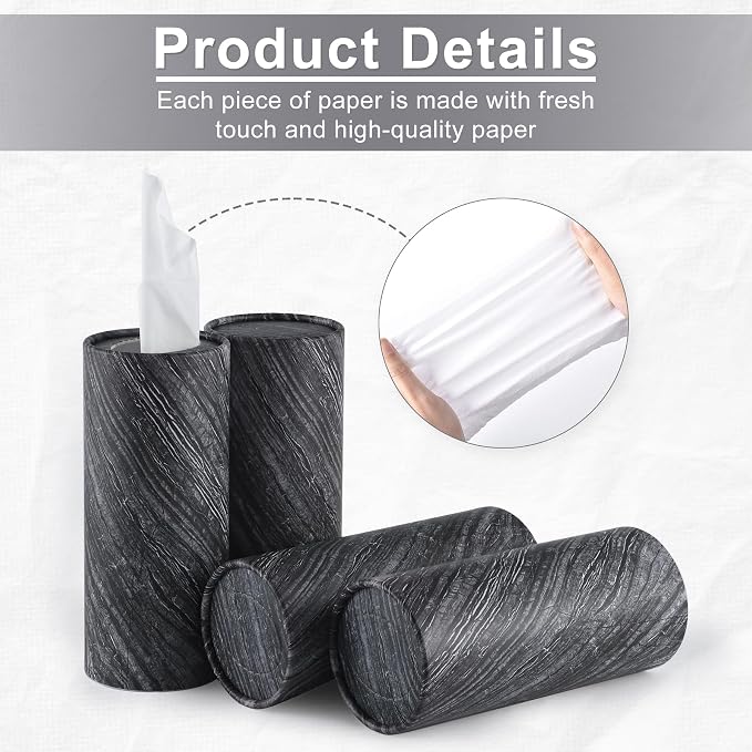 Car Tissue Holder, 4 Pack Car Cup Holder Facial Tissues with Travel Tissue Bag, Quick and Convenient Flower Combination Car Tissue Box(4 Canisters/200 Tissues) Gray
