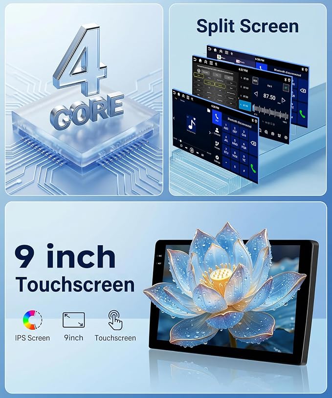 4G+64G Car Radio for Honda CRV 2007-2011, 9 inch Incell Touch Screen Radio for CRV, Wireless Carplay Android Auto, Backup Camera, 5GWiFi GPS Bluetooth FM EQ SWC