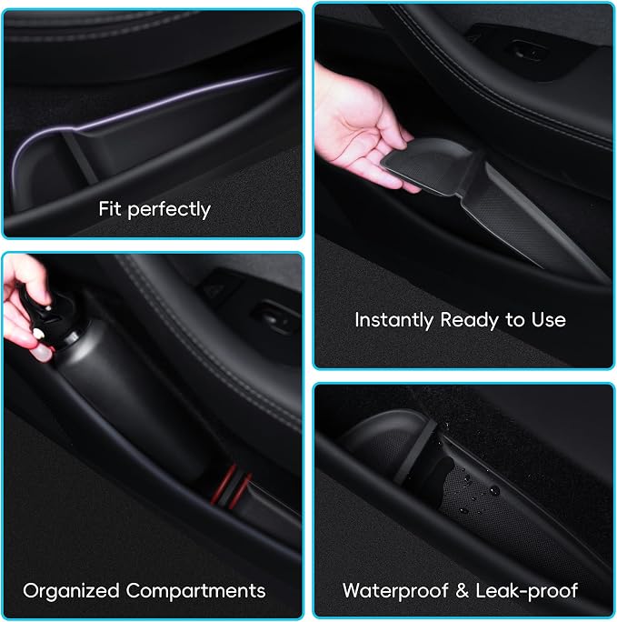 5 PCS Door Side Pocket Storage Box for 2026 Tesla Model Y Juniper Front & Rear Door Pocket and Cup Holder for Model Y Juniper Interior Accessories (TPE Material, Black)