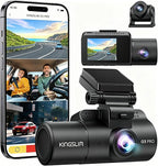3 Channel 5G WiFi Dash Cam with 64GB Card, 2.5K/1080P Front and Rear Inside Dashcam, 2.5K/1080P/1080P Three Way Dash Camera for Cars Auto IR Night Vision, Loop Recording, APP Control(O3PRO)