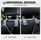 Universal 4 Pack Car Seat Headrest Purse Hook, Carbon Fiber Back Seat Hook Storage Organizer Hanger for Purse Handbag Coat, Car Interior Accessories(Gray)