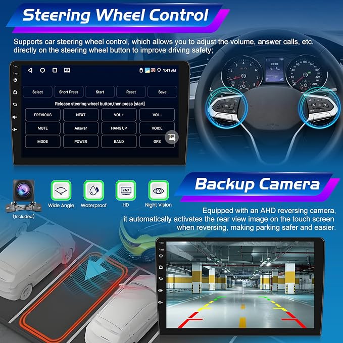 Android Radio for Mazda 6 2007-2012 with Wireless Carplay and Android Auto | [4+64G] Car Stereo 9 Inch Touchscreen, GPS Navi, WiFi, EQ Audio, SWC, Mirror Link, Bluetooth + AHD Backup Camera