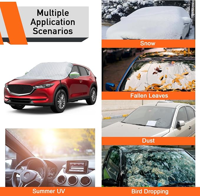 Car Windshield Cover for Ice and Snow - Magnetic Car Windshield Snow Cover, Winter Frost Guard Car Window Covers Snow Shield Ice Cover & 4-Layer, Anti-UV for Most Cars Big Size (67x 59in)