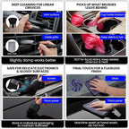 Detailing Brush Set, 9PCS Car Detailing Kit Interior with 2 Cleaning Gel & Towel, Boar Hair Car Detailing Brush, Soft Bristle Dust Brush for Dashboard Vents, Auto Truck SUV RV Accessories