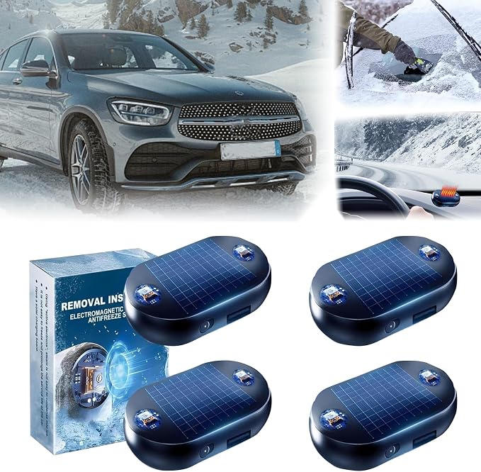 Valentines Day Gifts 4 Packs Car Interference Antifreeze Instrument,Solar AntiFreeze Electromagnetic Car Snow Removal Device,Portable Car Defroster,Fast and Efficient Ice Scrapers for Windshield