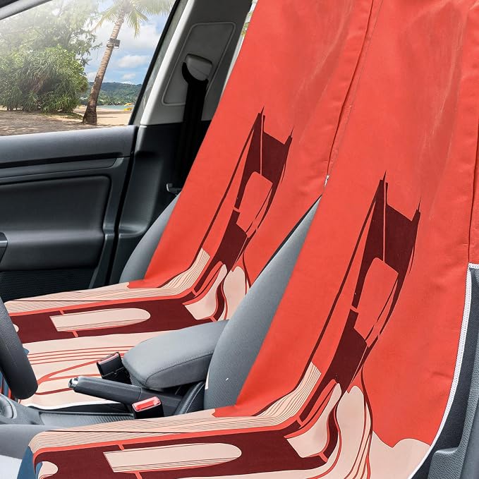 Car Seat Towel Covers with Storage Bag, 63 x 32 Inch Universal Non Slip Waterproof Sweat Protector for Car Truck, Gym Swimming Running, Machine Washable(2 Pack,Golden Gate Bridge)