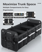 Trunk Organizer for SUV – Car Storage Box with Reflective Strips, Collapsible Car Organizer with Large Capacity, Essential Car Accessories for Truck, Van & Sedan, Black, 33.1" x 13.0" x 12.0"