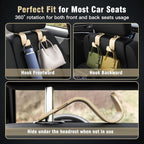 4-Pack Car Headrest Hooks Vehicle Storage Organizer for Purses Handbags Groceries Coats –Holds 55lbs 360° Rotating Simple Design Beige