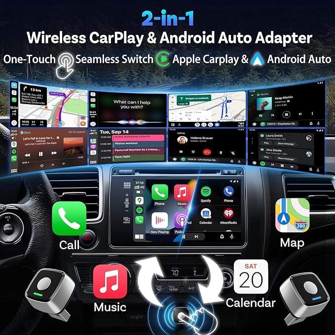 2026 Mini Wireless CarPlay Adapter for iPhone & Android Auto Dongle 2-in-1