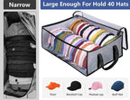 Hat Storage for Baseball Caps, Large Holds up to 40 Caps Wide Hat Organizer for Closet Snapback Holder, Grey