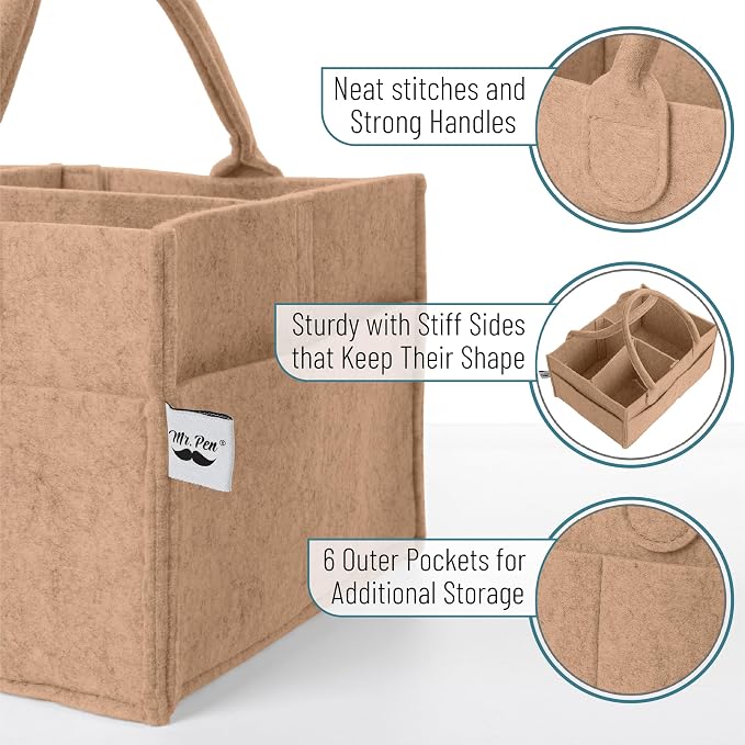 Mr. Pen- Baby Diaper Caddy Organizer, Earthy Clay | Nursery Storage Bin and Car Organizer for Diapers and Baby Wipes