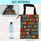 Car Garbage Bag Colorful Bookshelves Library Drawstring Car Trash Bag Hanging for Back Seat with Adjustable Buckle Canvas Vehicle Trash Can Easy-to-Install