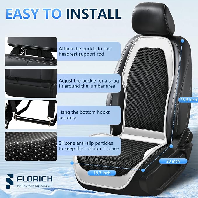 Upgraded Cooling Car Seat Cover Front Seat with Blowing&Suction, 12V-24V Ventilated Car Seat Cushion with 8 Turbo Fans, 3-Speed Adjustable Universal Fit Breathable Car Cushion for Summer Driving-Gray