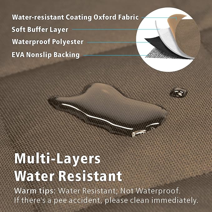 SUV Cargo Liner for Dogs, Water Resistant Pet Cargo Cover Dog Seat Cover Mat for SUVs Sedans Vans with Bumper Flap Protector, Non-Slip, Large Size Universal Fit, Brown