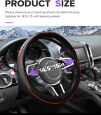 Steering Wheel Cover,Car Accessories,Microfiber Leather Car Steering Wheel Covers,Universal 15 Inch Anti-Slip Breathable Auto Interior Decor Protector,Suitable for Most Cars (Black&Red)