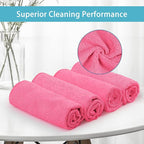 Pink Microfiber Cleaning Cloth, 8 Pack Cleaning Towels for Kitchen, Lint Free, Scratch-Free, Highly Absorbent, and Reusable Cleaning Rags for House, Window and Glass, Cars, 11.5 X11.5 inch