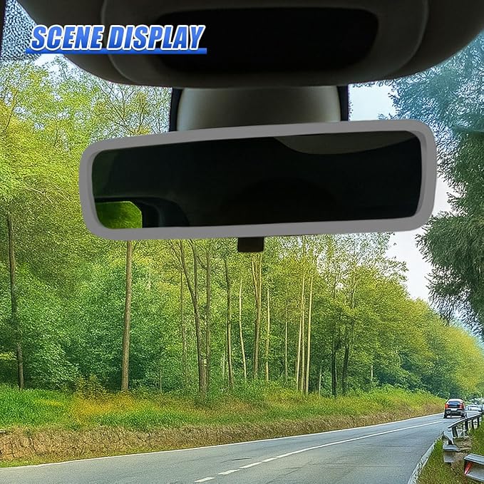 YoRise Car Rear View Mirror Protector Frame, Rearview Edge Cover (Gray) | Car Rearview Mirror Cover, Car Mirror Decoration Protector Accessories for Most Cars