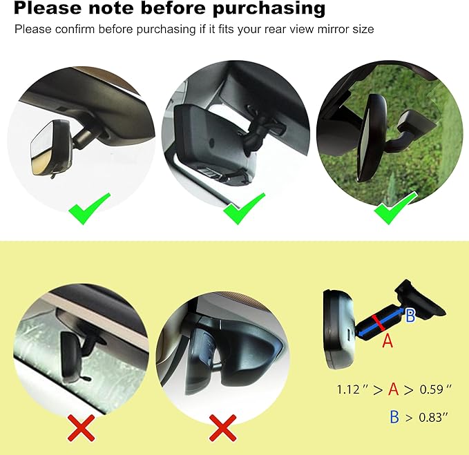 Phone Holder Car, Rear View Mirror Phone Holder - Aluminum Alloy Mount Multi-Angle Adjustment Rotatable and Retractable Compatible with All 4-7 Inch iPhone and Android Cell Phones