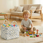 Floral Fabric Storage Basket Car Interior Storage Basket Underwear Sundries Laundry Baskets Supplies Home Organizer Bag (blue 2)