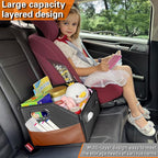 Car Organizer - 2025 Upgraded Leather Car Storage Organizer for Front Back Seat or Floor with 3 Metal Handles 6 Apartments, Multipurpose Car Organizers and Storage Black.