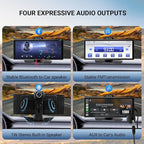 ‌10.26 Inch Wireless CarPlay & Android Auto Car Display with 1080P Dash Cam & Backup Camera All-in-One Smart Car Stereo Free 64GB SD Card