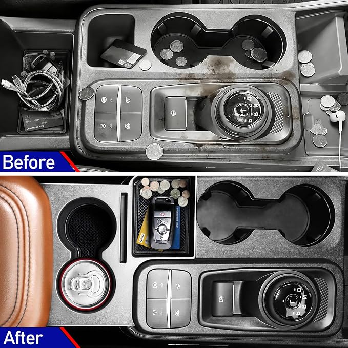 Front Cup Holder for Ford Maverick 2025 2024 2023 2022,Upgraded Dual Drink Holder Storage Organizer for Maverick Interior Accessories,Front Seat Armrest Box Insert Expander Water Bottle Holder