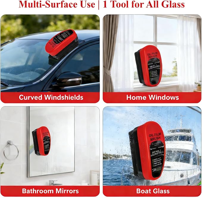 3-Pack Clear Vision Windshield Cleaner Automotive Oil Film Cleaning Brush Windshield Cleaner Tool for Car Windows Glass Clear Vision Glass Cleaner with Anti-Rain & Anti-Fog Coating