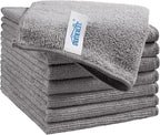 Grey Microfiber Cleaning Cloth, 8 Pack Cleaning Towels for Kitchen, Lint Free, Scratch-Free, Highly Absorbent, and Reusable Cleaning Rags for House, Window and Glass, Cars, 11.5 X11.5 inch