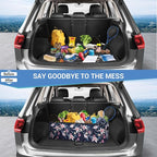 Trunk Organizer for Car, Car Organizer, Sturdy Trunk Organizer for SUV, Non-Slip Bottom, Storage Organizer for Sedans, Van, Jeep, Grocery, Large 3 Compartments, Floral 32"×13"×10.6"
