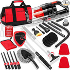 17PCS Car Cleaning Kit, Red Car Interior Detailing Kit with High Power Handheld Vacuum, Detailing Brush Set, Windshield Cleaner, Cleaning Gel, Complete Auto Accessories for Women Girls Gift