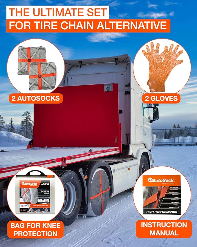 for Commercial Vehicles and Trucks AL79, Snow Socks for Tires, Pack of 2