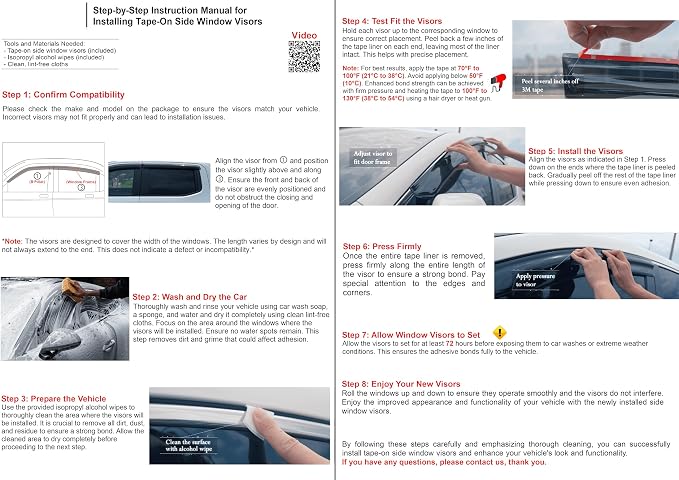 2024-2026 Tape on Rain Guards for Toyota Tacoma Double Cab Side Window Visor Deflectors Heavy Duty Vent Shades 2025