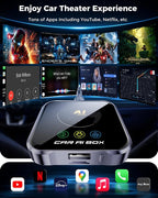 Magic AI Box Wireless CarPlay Adapter, Fast Car Video Box Plug & Play, Easy Setup, Supports Netflix/YouTube/TF Card Streaming Equalizers and More for OEM Wired CarPlay/Android Auto Cars(Charcoal Gray)