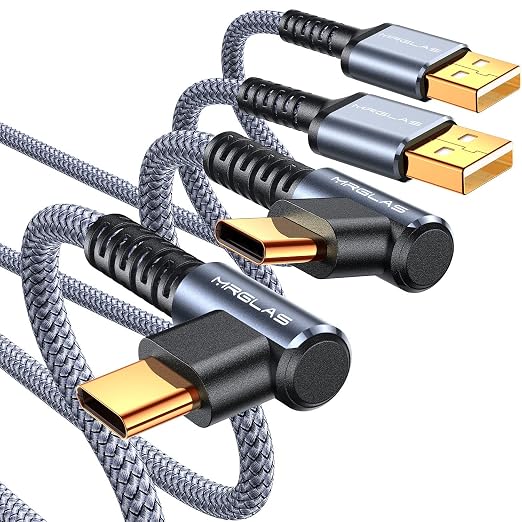 Car Carplay Cable (3.3FT+3.3FT) for iPhone 17 16 15 Pro Max, Fast Charging Braided Right Angle Gold-Plated USB A to USB C Car Charger Cord for Samsung Galaxy S26 S25 S24 Ultra, Google Pixel