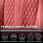 Coverado Car Seat Covers Front, Nappa Leather Seat Covers for Cars, Waterproof Seat Covers with Lumbar Support Universal Fit for Most Cars SUV Trucks, Automotive Seat Covers (Front, Red-Blackline)